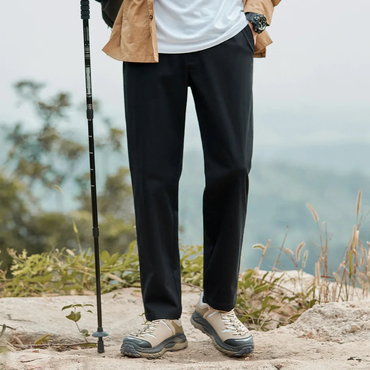 Autumn Men's Stretchable Pure Cotton Outdoor Casual Pants Simple Luxury Wear-Resistant Versatile Fashionable Straight-Leg Trouse