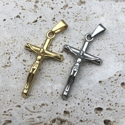 Hiphop Jesus Cross Pendant Rope Chains Men Stainless Steel Jesus Christ Jewelry UK Crucifix Necklace Accessories Religious Gifts