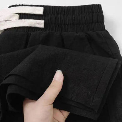 High-End Linen Cotton Men's Summer Thin Wear-Resistant Straight Leg Casual Pants Breathable Comfortable Loose Fit Trousers