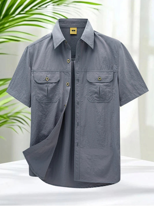 Button Up Shirts for Men Outdoor Lightweight Quick Dry Casual Shirt Hiking Tops Men Short Sleeve Shirts Breathable Soft Touch