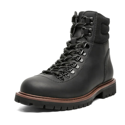 men fashion stage nightclub platform shoes lace-up original leather shoes cowboy tooling work boot cool motorcycle ankle botas