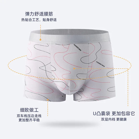 3 Pieces Men Boxers Sports Underwear Underpants Shorts 2XL 3XL 4XL Simple Line Breathable Fashion Sports Fitness