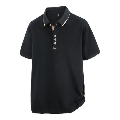 Plus Size 7XL 8XL Summer Elegant T Shirt Men Short Sleeve Turn Down Collar 95% Cotton Soft Solid Color Tops Tee Men T-shirt