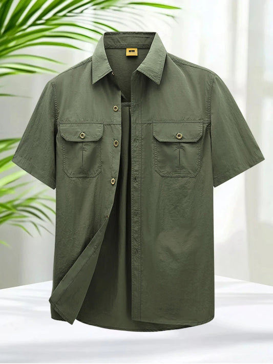 Button Up Shirts for Men Outdoor Lightweight Quick Dry Casual Shirt Hiking Tops Men Short Sleeve Shirts Breathable Soft Touch