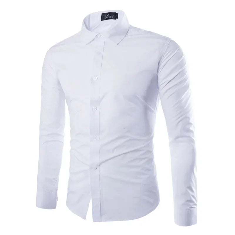 Mens Striped Shirts Business Slim Fit Male Shirt Black White 2025 Long Sleeved Social Clothes Camisa Masculina Vetement Homme