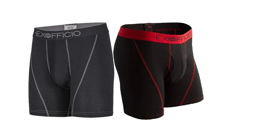 2 Pack ExOfficio Men Underwear Men's Sport Mesh 6" Boxer Brief Breathable Lightweight Quick Drying Man Underwear USA Size S-XXL