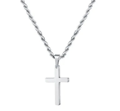 HNSP Stainless Steel Double Chain Cross Necklace Pendant For Men Gift Jewelry Accessory Gold Black Silver Color