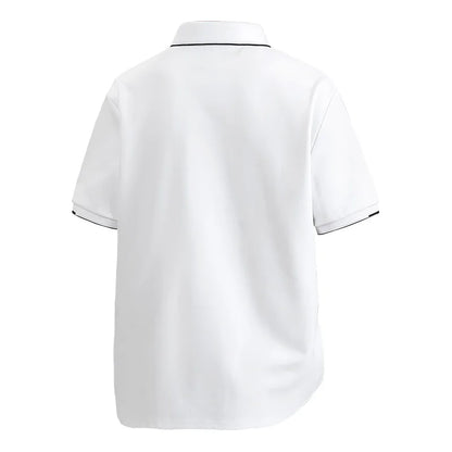 Plus Size 7XL 8XL Summer Elegant T Shirt Men Short Sleeve Turn Down Collar 95% Cotton Soft Solid Color Tops Tee Men T-shirt