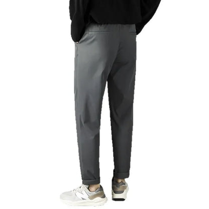 Trendy Casual Slim Fit Men's Black Anti-Wrinkle Straight Leg Pants High-End Feeling Nine Points Long Trousers for Men