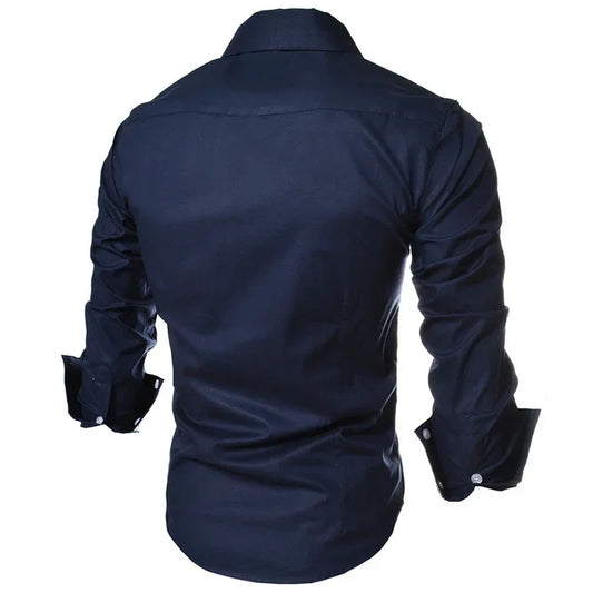 Mens Striped Shirts Business Slim Fit Male Shirt Black White 2025 Long Sleeved Social Clothes Camisa Masculina Vetement Homme