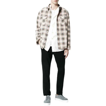 VISVIM WMV BLACK ELK FLANNEL INDIGO CHECK green plaid shirt