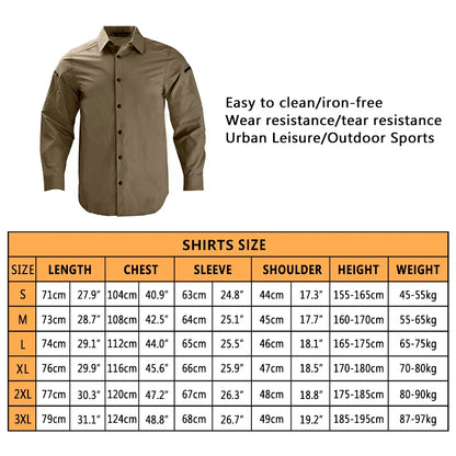 Work Men Shirts Safari Men Clothing Tactical Shirts Lightweight Casual Camping Long Shirt Man Hunting Clothes Combat Shirt