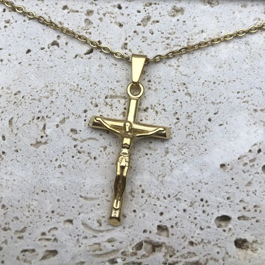 Hiphop Jesus Cross Pendant Rope Chains Men Stainless Steel Jesus Christ Jewelry UK Crucifix Necklace Accessories Religious Gifts