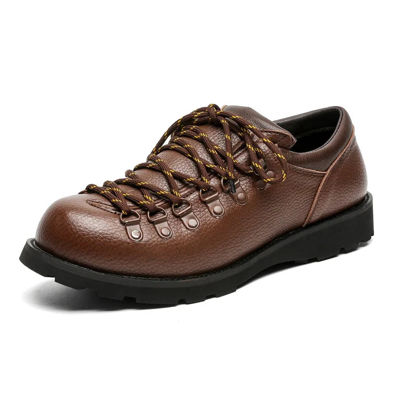 Men's Casual round Toe Leather oes Faionable Briti Sle  Spring 2025 Comfortable Wear Resistant Rubber Sole