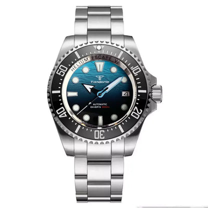 Tandorio 43mm NH35A Men Automatic Watch Blue Sea Dial Sapphire Glass Deep Swimming Watches 10ATM Waterproof Steel Bracelet
