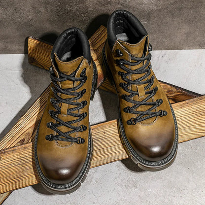 Desai Brand Men Boots Winter Cowboy Full Grain Genuine Leather Men Shoes Casual Work Fashion High Quality Gifts