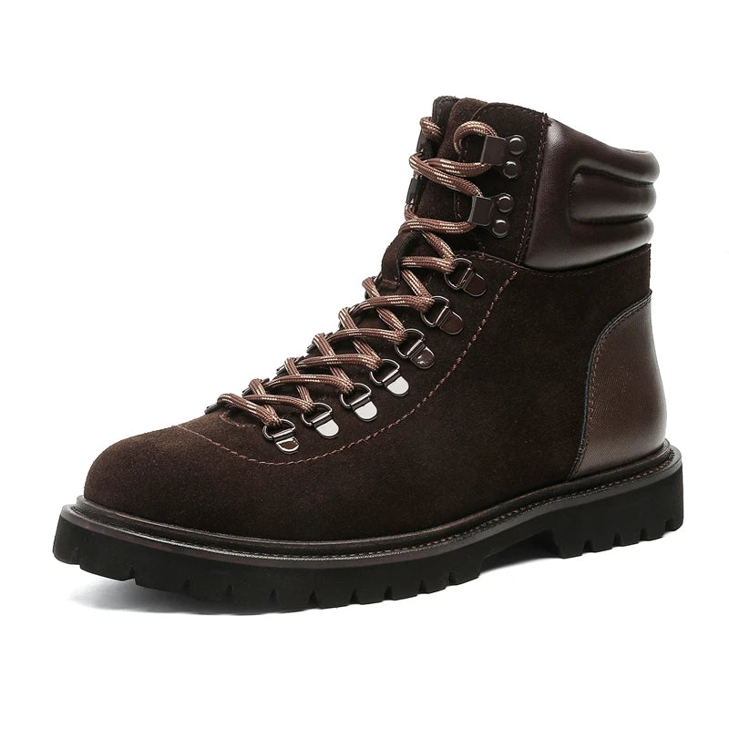 Mens Hiking Boots 2024 Fashion Men's Retro British Style Casual  Lace-Up Comfort Outdoor Trend Men's Platform Motorcycle Boots