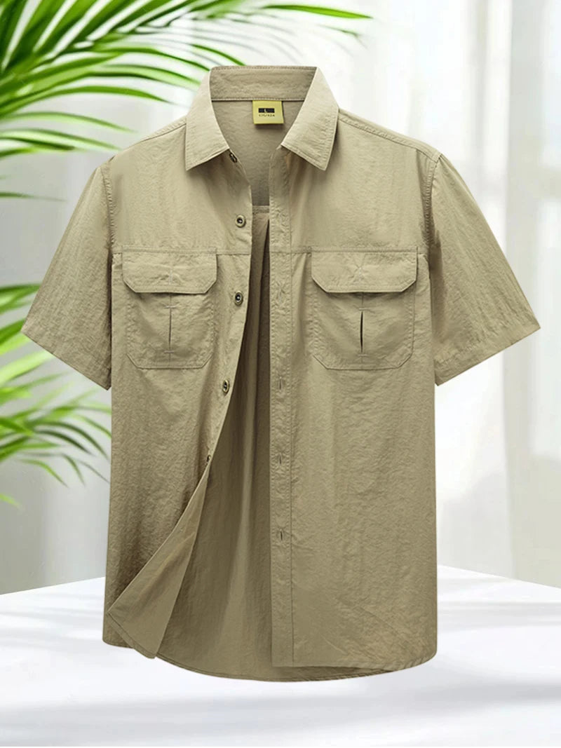 Button Up Shirts for Men Outdoor Lightweight Quick Dry Casual Shirt Hiking Tops Men Short Sleeve Shirts Breathable Soft Touch