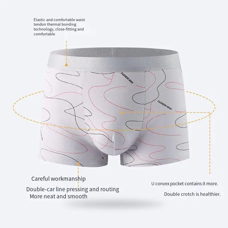 3 Pcs Men Boxers Sports Underwear Underpants Shorts 2XL 3XL 4XL Simple Line Breathable Fashion Sports Fitness