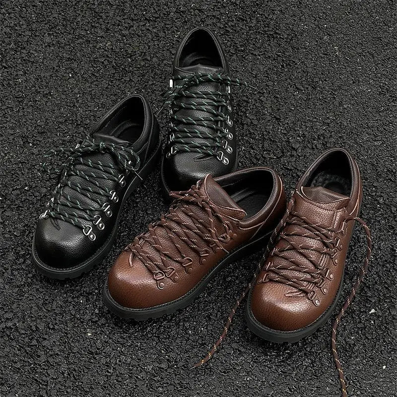 Men's Casual round Toe Leather oes Faionable Briti Sle  Spring 2025 Comfortable Wear Resistant Rubber Sole