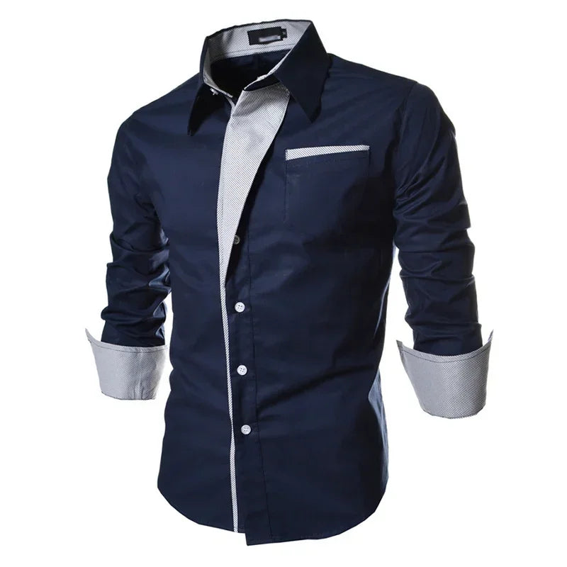 Mens Striped Shirts Business Slim Fit Male Shirt Black White 2025 Long Sleeved Social Clothes Camisa Masculina Vetement Homme