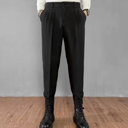 Slim Fit Casual Pants for Men Korean Style Nine-Five Pants Pure Color Versatile Stylish Loose-Fit Trousers for Men