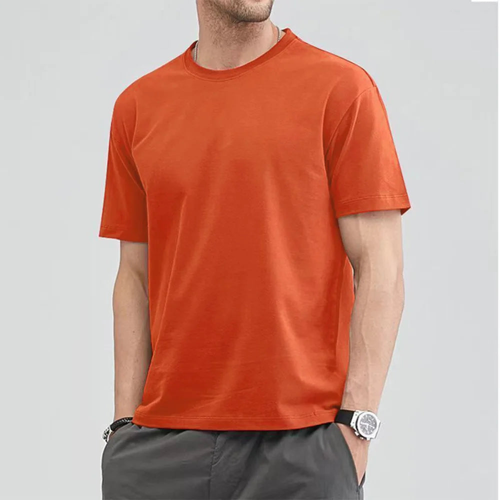 Cotton Short Sleeve T-shirt Men's Women Summer T-shirts Loose Short-sleeved Casual Basic Shirt O Neck Solid Color