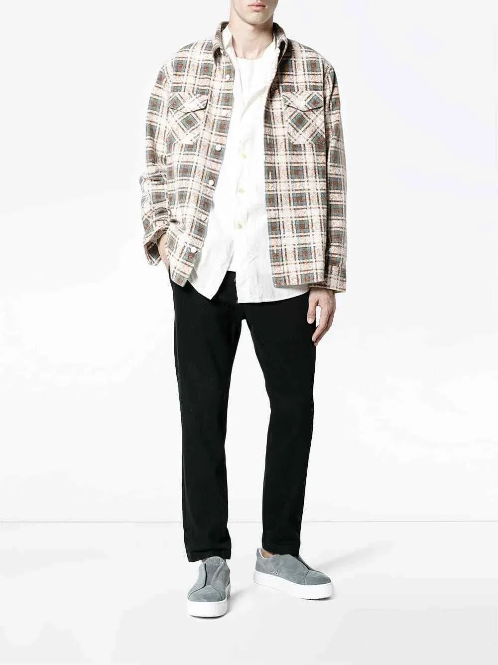 VISVIM WMV BLACK ELK FLANNEL INDIGO CHECK green plaid shirt