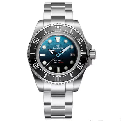 Tandorio 43mm NH35A Men Automatic Watch Blue Sea Dial Sapphire Glass Deep Swimming Watches 10ATM Waterproof Steel Bracelet