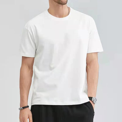 Cotton Short Sleeve T-shirt Men's Women Summer T-shirts Loose Short-sleeved Casual Basic Shirt O Neck Solid Color