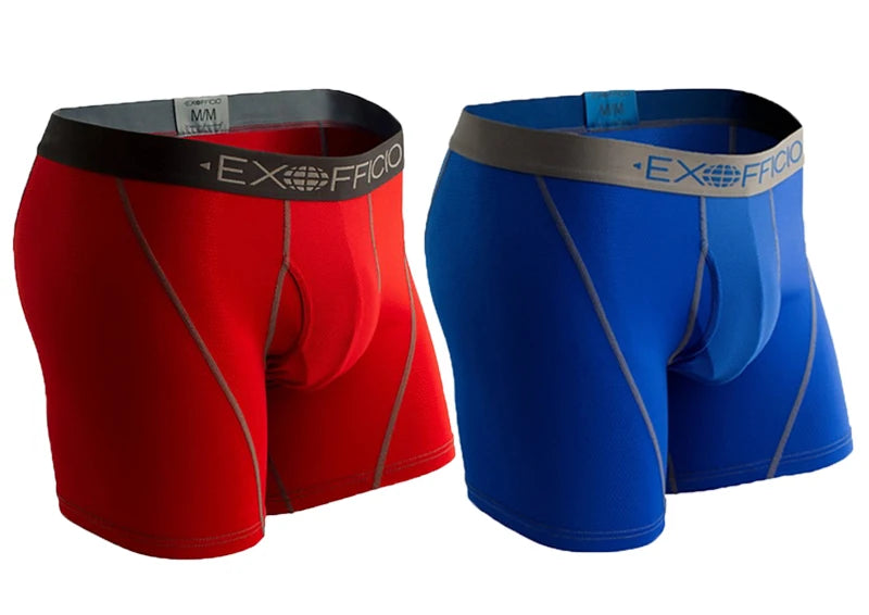 2 Pack ExOfficio Men Underwear Men's Sport Mesh 6" Boxer Brief Breathable Lightweight Quick Drying Man Underwear USA Size S-XXL