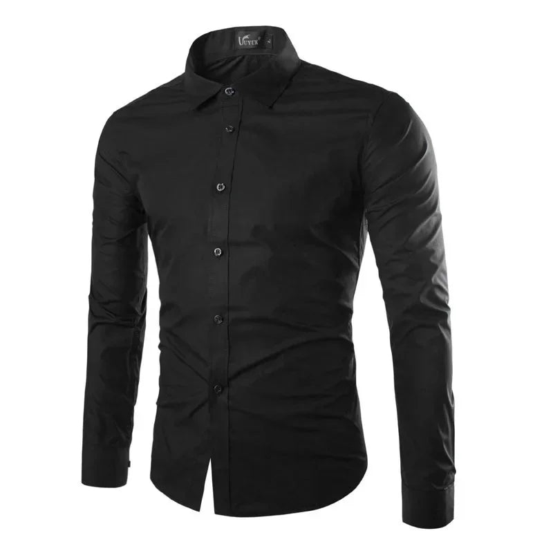Mens Striped Shirts Business Slim Fit Male Shirt Black White 2025 Long Sleeved Social Clothes Camisa Masculina Vetement Homme