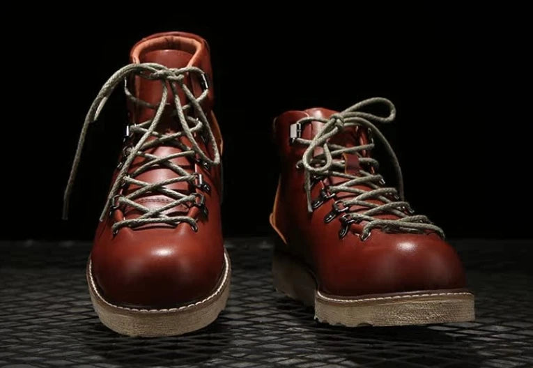 Men's Cowhide Thick-soled Boots Ankle Boots Male Casual Lace Up Boots Retro British Outdoor Tooling Shoes
