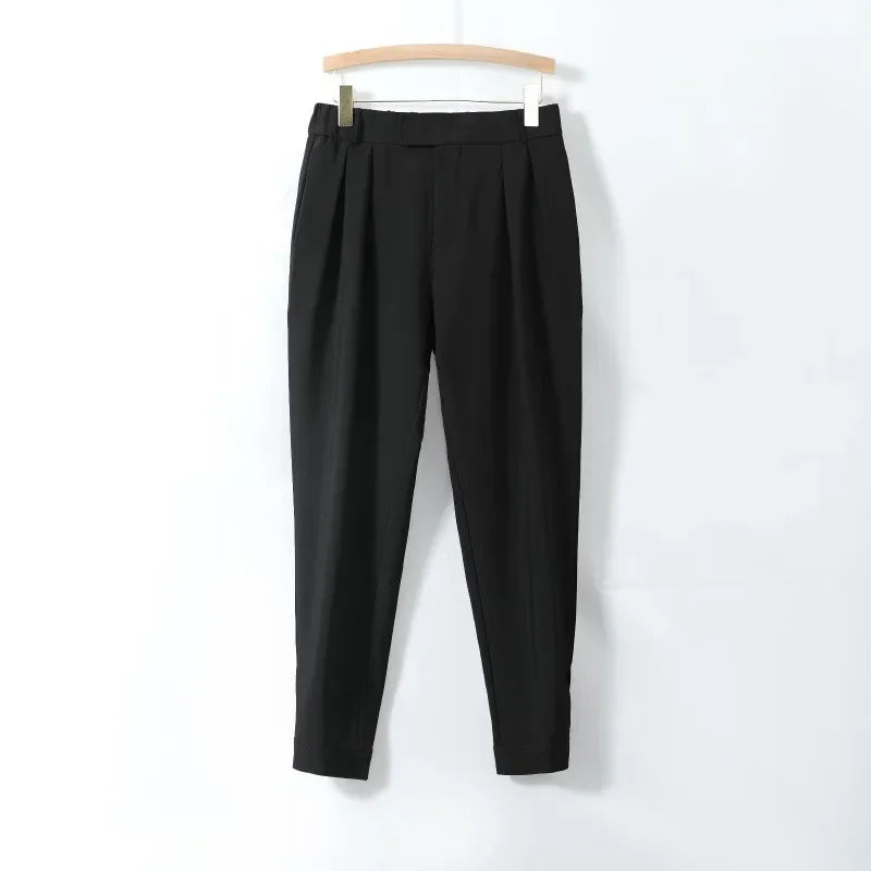Men's Casual Slim Fit Trousers Nine Points Smooths Your Silhouette Spring Summer Suit Pants Loose Fit Other Material