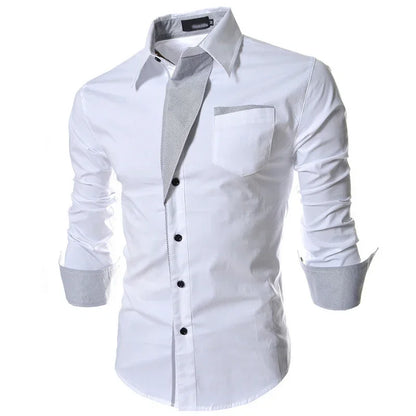 Mens Striped Shirts Business Slim Fit Male Shirt Black White 2025 Long Sleeved Social Clothes Camisa Masculina Vetement Homme