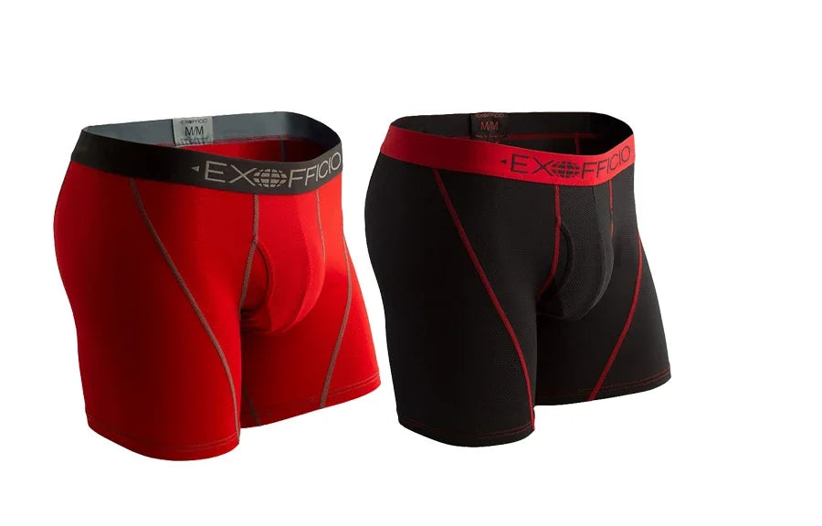 2 Pack ExOfficio Men Underwear Men's Sport Mesh 6" Boxer Brief Breathable Lightweight Quick Drying Man Underwear USA Size S-XXL