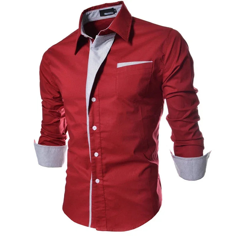 Mens Striped Shirts Business Slim Fit Male Shirt Black White 2025 Long Sleeved Social Clothes Camisa Masculina Vetement Homme