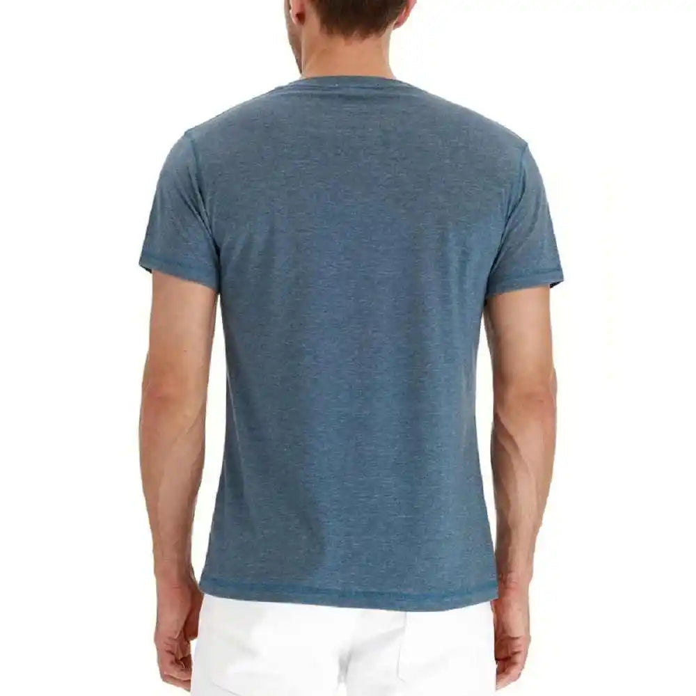 Modern Sle Men's round Ne Bule ort Sve irt Ultra Slim Fit Pure Cotton Youthful ular Daily Wear Summer irt