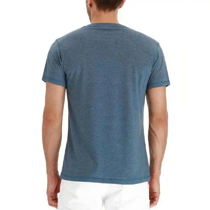 Modern Sle Men's round Ne Bule ort Sve irt Ultra Slim Fit Pure Cotton Youthful ular Daily Wear Summer irt