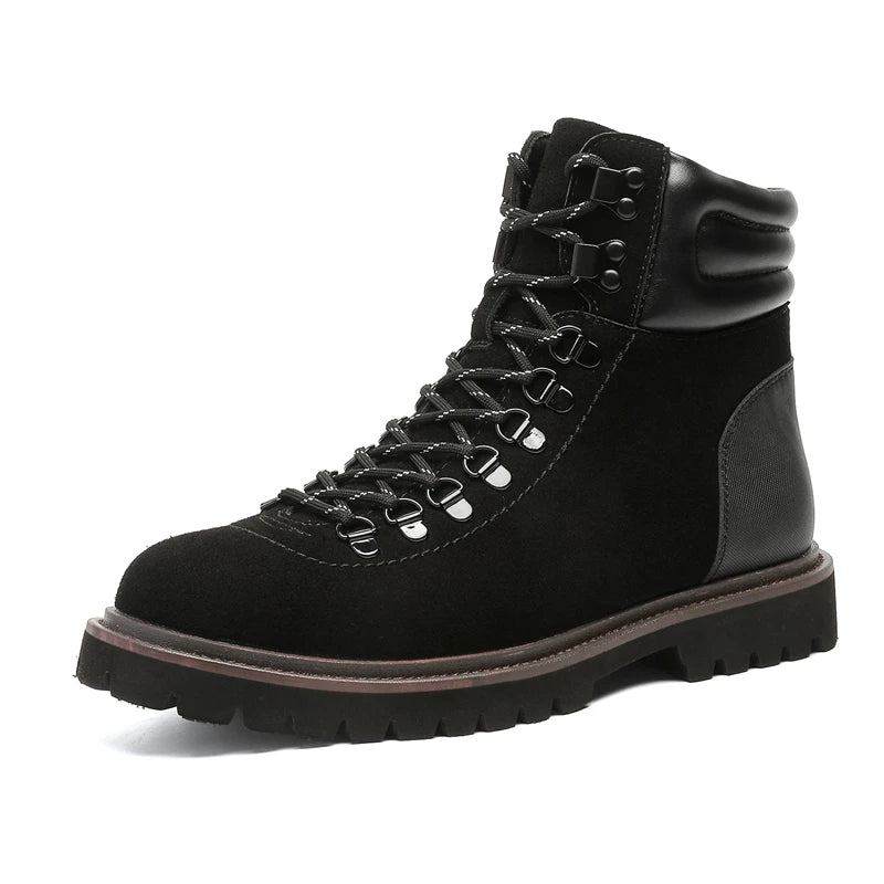Mens Hiking Boots 2024 Fashion Men's Retro British Style Casual  Lace-Up Comfort Outdoor Trend Men's Platform Motorcycle Boots