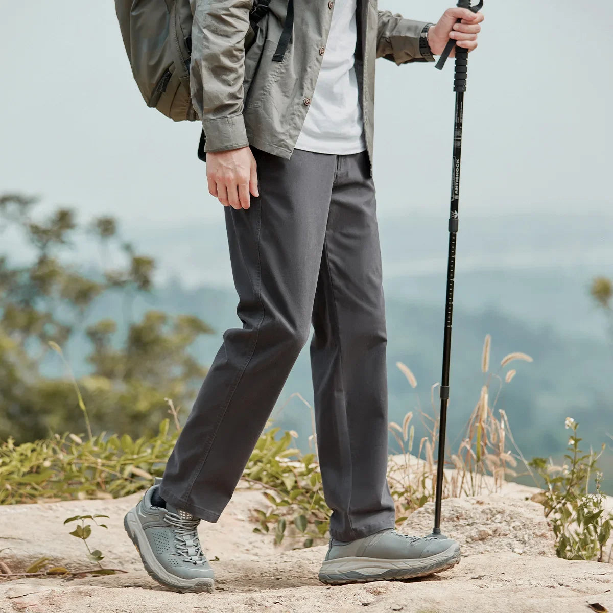 Autumn Men's Stretchable Pure Cotton Outdoor Casual Pants Simple Luxury Wear-Resistant Versatile Fashionable Straight-Leg Trouse