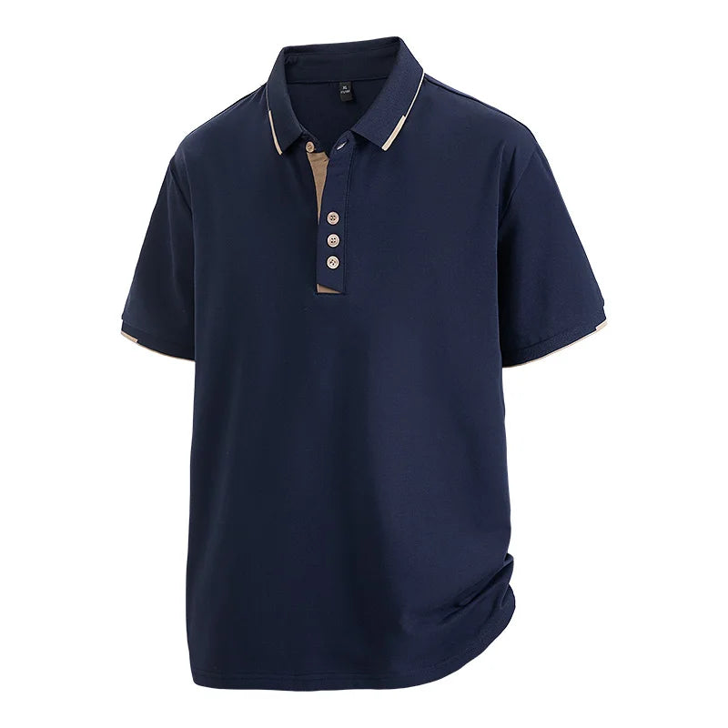 Plus Size 7XL 8XL Summer Elegant T Shirt Men Short Sleeve Turn Down Collar 95% Cotton Soft Solid Color Tops Tee Men T-shirt