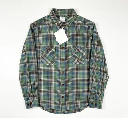 VISVIM WMV BLACK ELK FLANNEL INDIGO CHECK green plaid shirt
