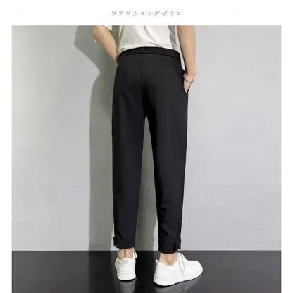 Men's Casual Slim Fit Trousers Nine Points Smooths Your Silhouette Spring Summer Suit Pants Loose Fit Other Material