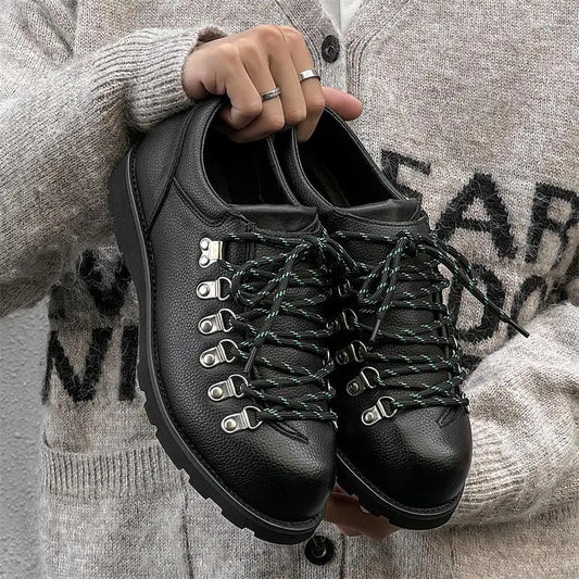 Men's Casual round Toe Leather oes Faionable Briti Sle  Spring 2025 Comfortable Wear Resistant Rubber Sole