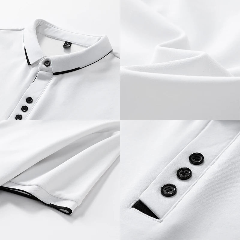 Plus Size 7XL 8XL Summer Elegant T Shirt Men Short Sleeve Turn Down Collar 95% Cotton Soft Solid Color Tops Tee Men T-shirt