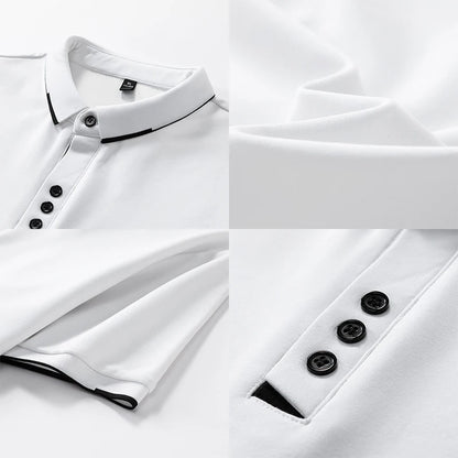 Plus Size 7XL 8XL Summer Elegant T Shirt Men Short Sleeve Turn Down Collar 95% Cotton Soft Solid Color Tops Tee Men T-shirt