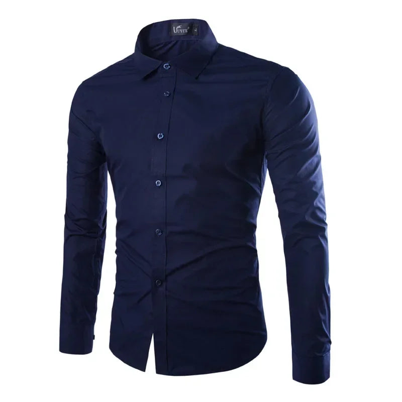 Mens Striped Shirts Business Slim Fit Male Shirt Black White 2025 Long Sleeved Social Clothes Camisa Masculina Vetement Homme