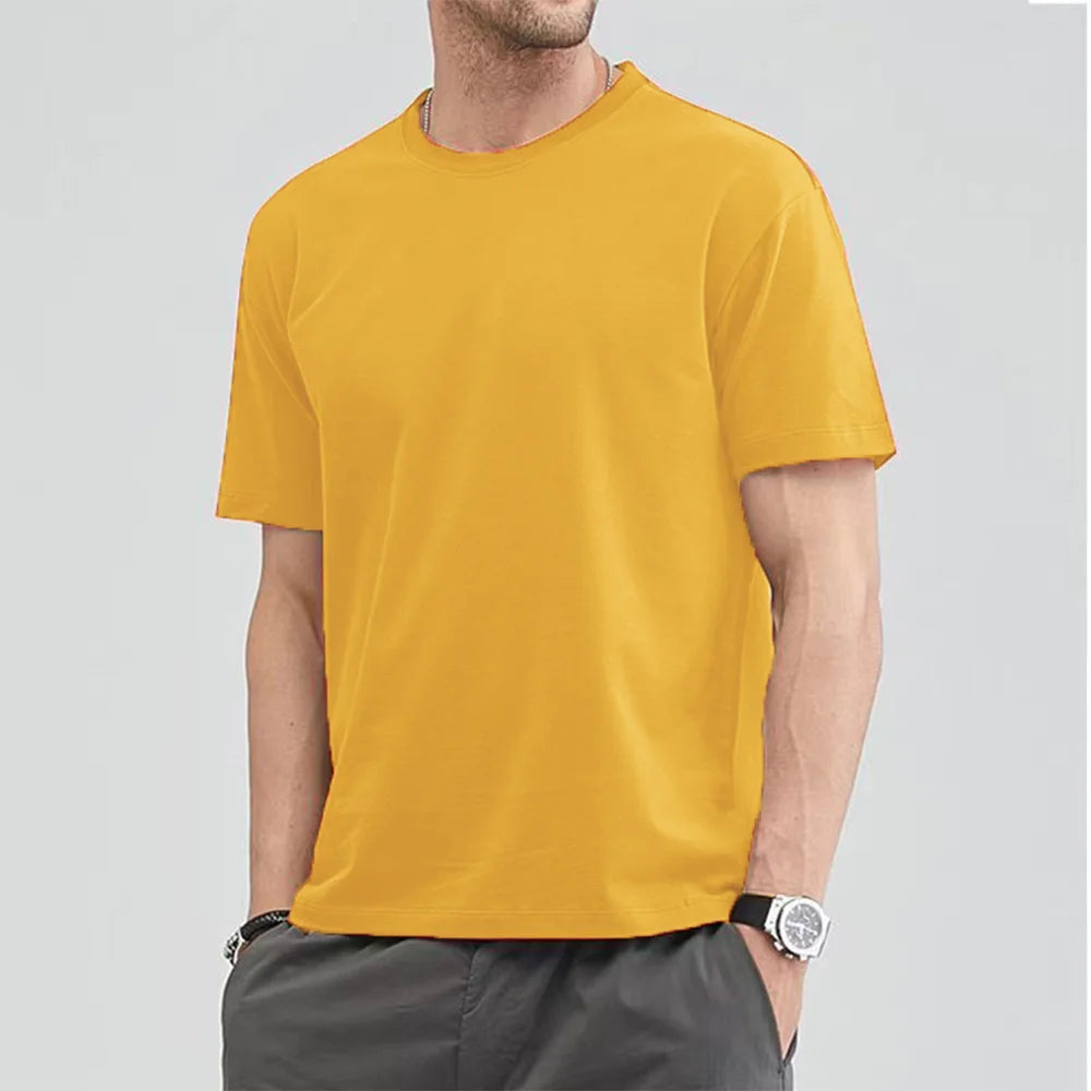 Cotton Short Sleeve T-shirt Men's Women Summer T-shirts Loose Short-sleeved Casual Basic Shirt O Neck Solid Color