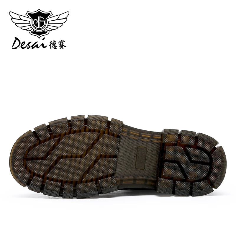 Desai Brand Men Boots Winter Cowboy Full Grain Genuine Leather Men Shoes Casual Work Fashion High Quality Gifts